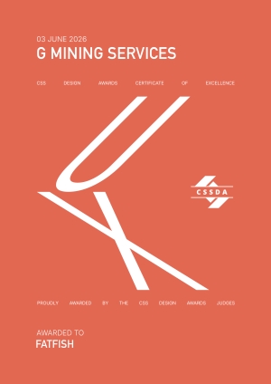 Site G Mining Services, projet primé aux CSS Design Awards UX