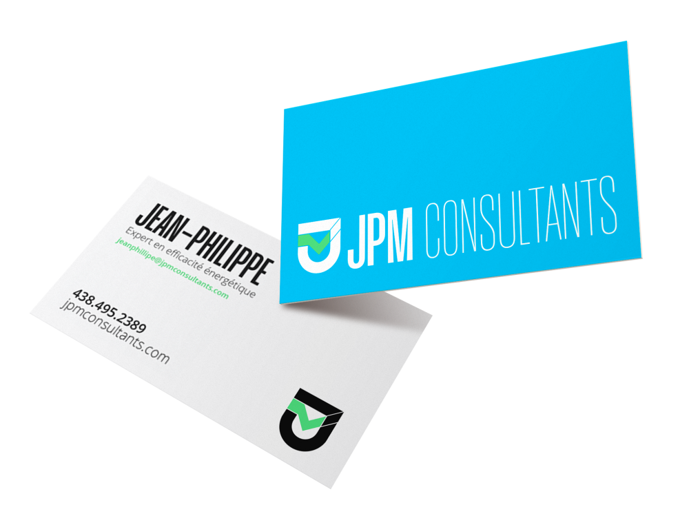 cartes d'affaire designées pour l'identité visuelle d'un client JPM